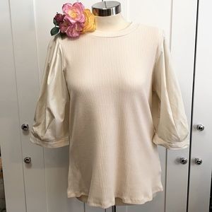 NEW! Cream Half Sleeve Top
